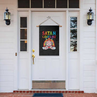 Funny Halloween Garden Flag Satan Loves Me Rainbow Goat - Wonder Print Shop