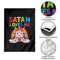 Funny Halloween Garden Flag Satan Loves Me Rainbow Goat - Wonder Print Shop