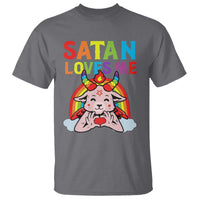 Funny Halloween T Shirt Satan Loves Me Rainbow Goat - Wonder Print Shop