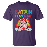 Funny Halloween T Shirt Satan Loves Me Rainbow Goat - Wonder Print Shop