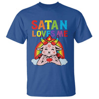 Funny Halloween T Shirt Satan Loves Me Rainbow Goat - Wonder Print Shop