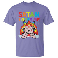Funny Halloween T Shirt Satan Loves Me Rainbow Goat - Wonder Print Shop