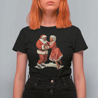 African American Christmas T Shirt For Women Black Santa Mr Mrs Claus Dancing - Wonder Print Shop