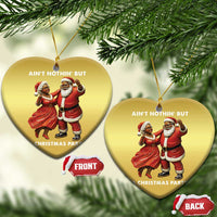 African American Xmas Christmas Ornament Ain't Nothin' But A Christmas Party Mr Mrs Claus Dancing - Wonder Print Shop