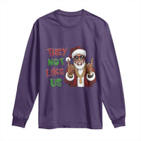 Funny Xmas Hiphop Black Santa Long Sleeve Shirt They Not Like Us African American Christmas