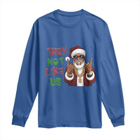 Funny Xmas Hiphop Black Santa Long Sleeve Shirt They Not Like Us African American Christmas