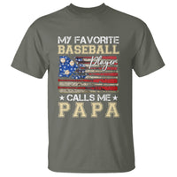 Baseball Dad T Shirt My Favorite Baseball Player Calls Me Papa Father's Day - Wonder Print Shop