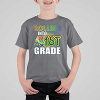 Rolling Into 1st Grade Skating T Shirt For Kid Back To School Rainbow Roller Skates - Wonder Print Shop