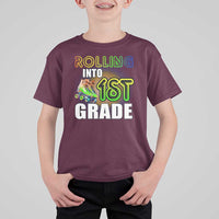 Rolling Into 1st Grade Skating T Shirt For Kid Back To School Rainbow Roller Skates - Wonder Print Shop