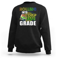 Rolling Into 1st Grade Skating Sweatshirt Back To School Rainbow Roller Skates - Wonder Print Shop