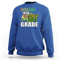 Rolling Into 1st Grade Skating Sweatshirt Back To School Rainbow Roller Skates - Wonder Print Shop