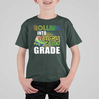 Rolling Into 4th Grade Skating T Shirt For Kid Back To School Rainbow Roller Skates - Wonder Print Shop
