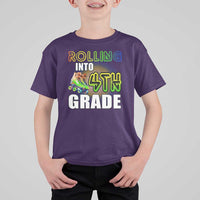 Rolling Into 4th Grade Skating T Shirt For Kid Back To School Rainbow Roller Skates - Wonder Print Shop