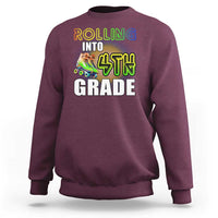 Rolling Into 4th Grade Skating Sweatshirt Back To School Rainbow Roller Skates - Wonder Print Shop