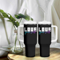 Love Yourself Semicolon Suicide Prevention Tumbler With Handle