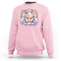 Cute Baby Pygmy Hippo Pastel Rainbow Sweatshirt - Wonder Print Shop