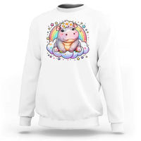 Cute Baby Pygmy Hippo Pastel Rainbow Sweatshirt - Wonder Print Shop