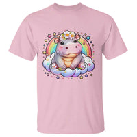 Cute Baby Pygmy Hippo Pastel Rainbow T Shirt - Wonder Print Shop