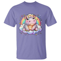 Cute Baby Pygmy Hippo Pastel Rainbow T Shirt - Wonder Print Shop