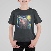 Funny Baby Pygmy Hippo Thailand T Shirt For Kid Starry Night MooDeng Meme - Wonder Print Shop