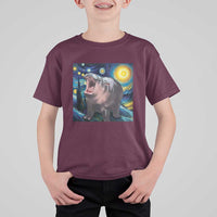 Funny Baby Pygmy Hippo Thailand T Shirt For Kid Starry Night MooDeng Meme - Wonder Print Shop