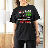 On The Naughty List And I Regret Nothing Funny Cat Lover T Shirt - Wonder Print Shop