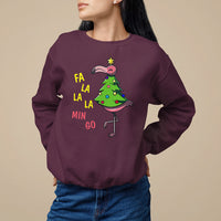 Fa La La Mingo Flamingo Hawaiian Christmas Tree Sweatshirt - Wonder Print Shop