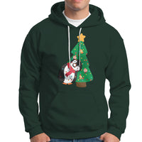 Funny Penguin With Christmas Tree Tangled Xmas Light Hoodie - Wonder Print Shop