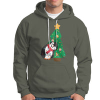 Funny Penguin With Christmas Tree Tangled Xmas Light Hoodie - Wonder Print Shop