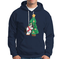 Funny Penguin With Christmas Tree Tangled Xmas Light Hoodie - Wonder Print Shop