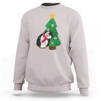 Funny Penguin With Christmas Tree Tangled Xmas Light Sweatshirt - Wonder Print Shop