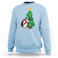 Funny Penguin With Christmas Tree Tangled Xmas Light Sweatshirt - Wonder Print Shop
