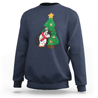 Funny Penguin With Christmas Tree Tangled Xmas Light Sweatshirt - Wonder Print Shop