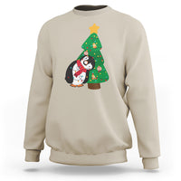 Funny Penguin With Christmas Tree Tangled Xmas Light Sweatshirt - Wonder Print Shop