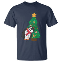 Funny Penguin With Christmas Tree Tangled Xmas Light T Shirt - Wonder Print Shop