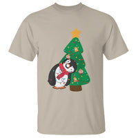 Funny Penguin With Christmas Tree Tangled Xmas Light T Shirt - Wonder Print Shop