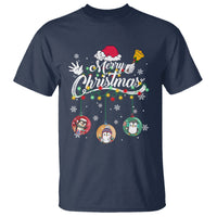 Mini Penguin With Xmas Light Ornaments Balls Merry Christmas T Shirt - Wonder Print Shop