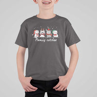 Xmas Cat T Shirt For Kid Meowy Catmas Cute Cat Santa Hat - Wonder Print Shop