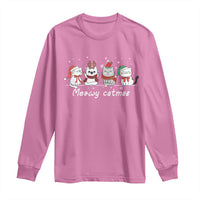 Xmas Cat Long Sleeve Shirt Meowy Catmas Cute Cat Santa Hat