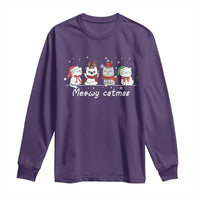 Xmas Cat Long Sleeve Shirt Meowy Catmas Cute Cat Santa Hat