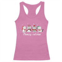Xmas Cat Racerback Tank Top Meowy Catmas Cute Cat Santa Hat