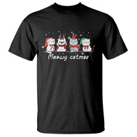 Xmas Cat T Shirt Meowy Catmas Cute Cat Santa Hat - Wonder Print Shop