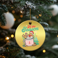 Tis The Season Xmas Christmas Ornament Groovy Retro Gingerbread Hot Cocoa - Wonder Print Shop