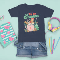Tis The Season Groovy Retro Christmas Gingerbread Hot Cocoa T Shirt For Kid - Wonder Print Shop