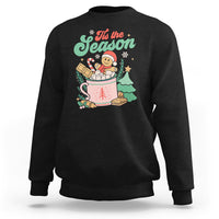 Tis The Season Groovy Retro Christmas Gingerbread Hot Cocoa Sweatshirt - Wonder Print Shop