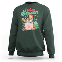 Tis The Season Groovy Retro Christmas Gingerbread Hot Cocoa Sweatshirt - Wonder Print Shop