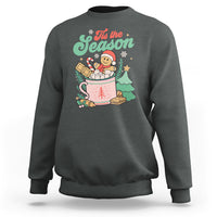 Tis The Season Groovy Retro Christmas Gingerbread Hot Cocoa Sweatshirt - Wonder Print Shop