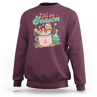 Tis The Season Groovy Retro Christmas Gingerbread Hot Cocoa Sweatshirt - Wonder Print Shop