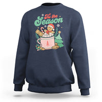Tis The Season Groovy Retro Christmas Gingerbread Hot Cocoa Sweatshirt - Wonder Print Shop