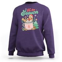 Tis The Season Groovy Retro Christmas Gingerbread Hot Cocoa Sweatshirt - Wonder Print Shop